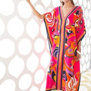 Trina Turk maxi silk caftan dress XS but versatile will fit med/large too